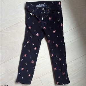 Floral Print Black Pants